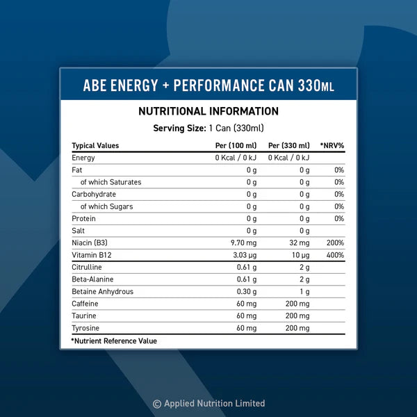 Applied Nutrition ABE Energy & Performance Pré-entraînement en canettes 330 ml