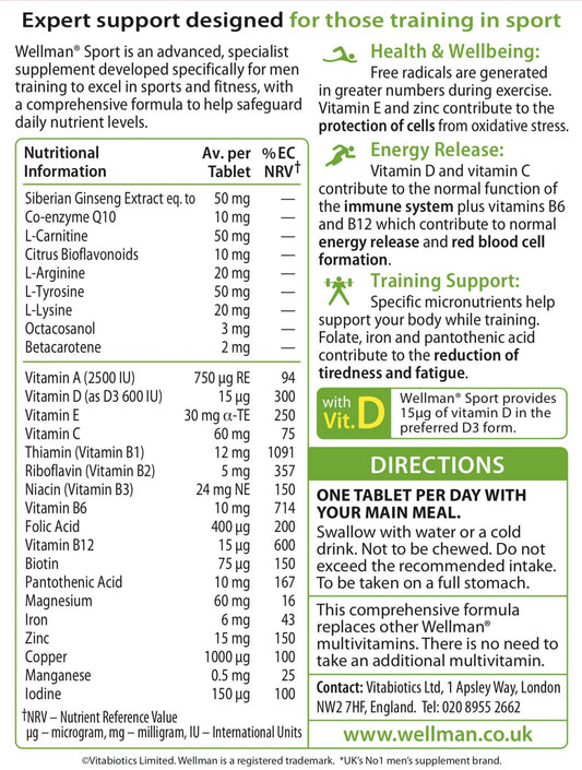 Vitabiotics Wellman Sport x30 tablets