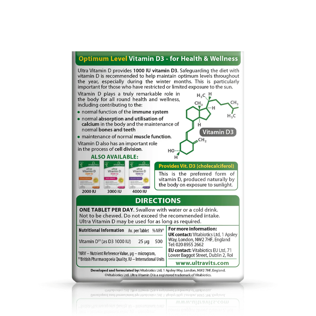 Comprimés Vitabiotics Ultra Vitamine D 1000iu x30